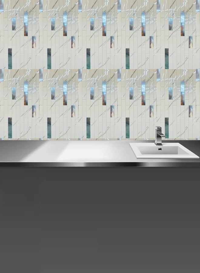 STL Self Adhesive Waterproof 3D Wall Panels - PE Foam Brick Wall Tiles & Wallpaper Stickers for Home, Office, Living Room, Kitchen, and Bathroom Décor (White Ocean Silver Panel, Pack of 20) - Image 2